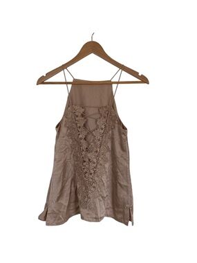 Cami NYC Taupe Lace-Front Silk Cami